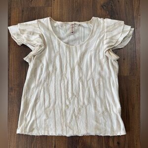 Anthropologie Dolan Charmante Textured Top Sz XS Beige Short Sleeve